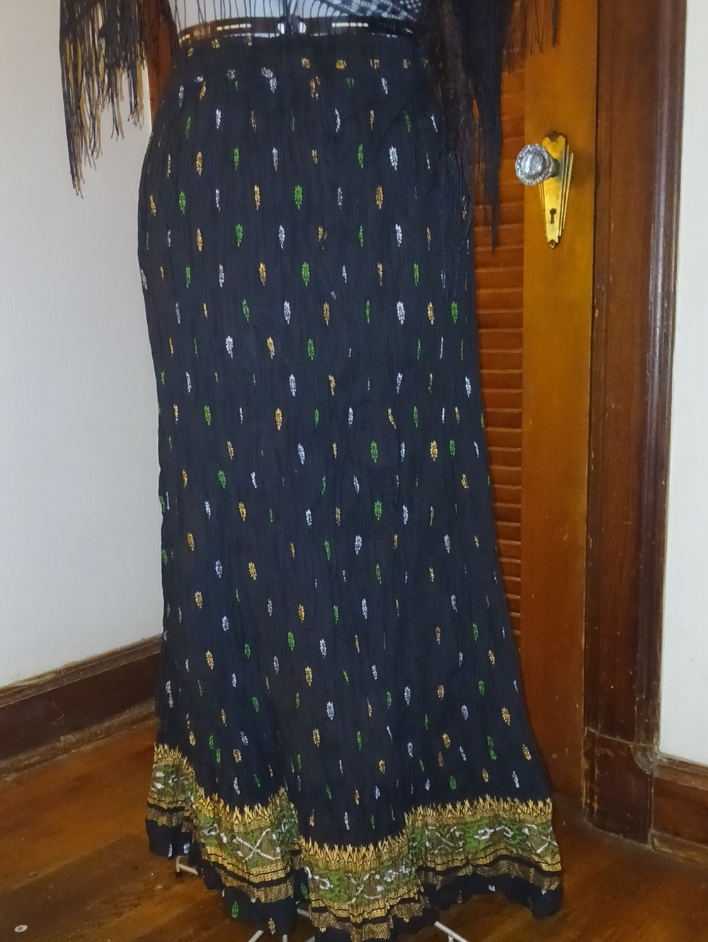 NWOT Black Maxi Skirt with Metallic Accent